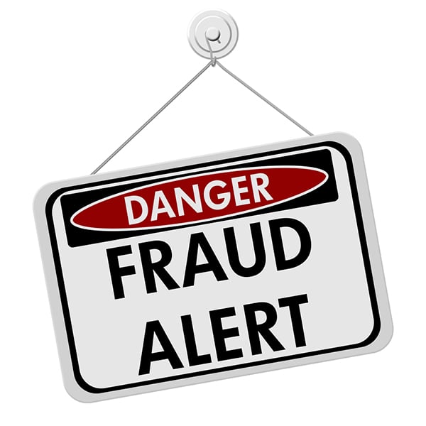 PPC strategy in 2021 - monitor for and take action against click fraud. "Danger - Fraud Alert" - sign.