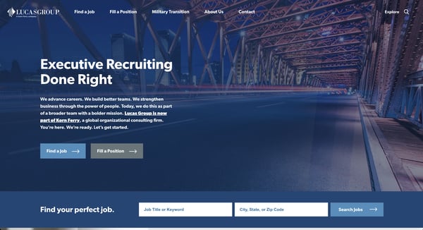 2022 web design trend examples - [screen capture] LucasGroup is an executive recruitment search agency whose website is ADA compliant