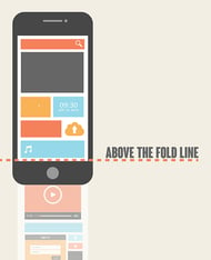 Place your most exciting or important content " above the fold" to improve website engagement - "above the fold" concept demonstrated on a smartphone
