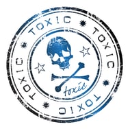 Be aware of toxic backlinks and how their presence can detract from your website SEO. "Toxic" label with skull and crossbones