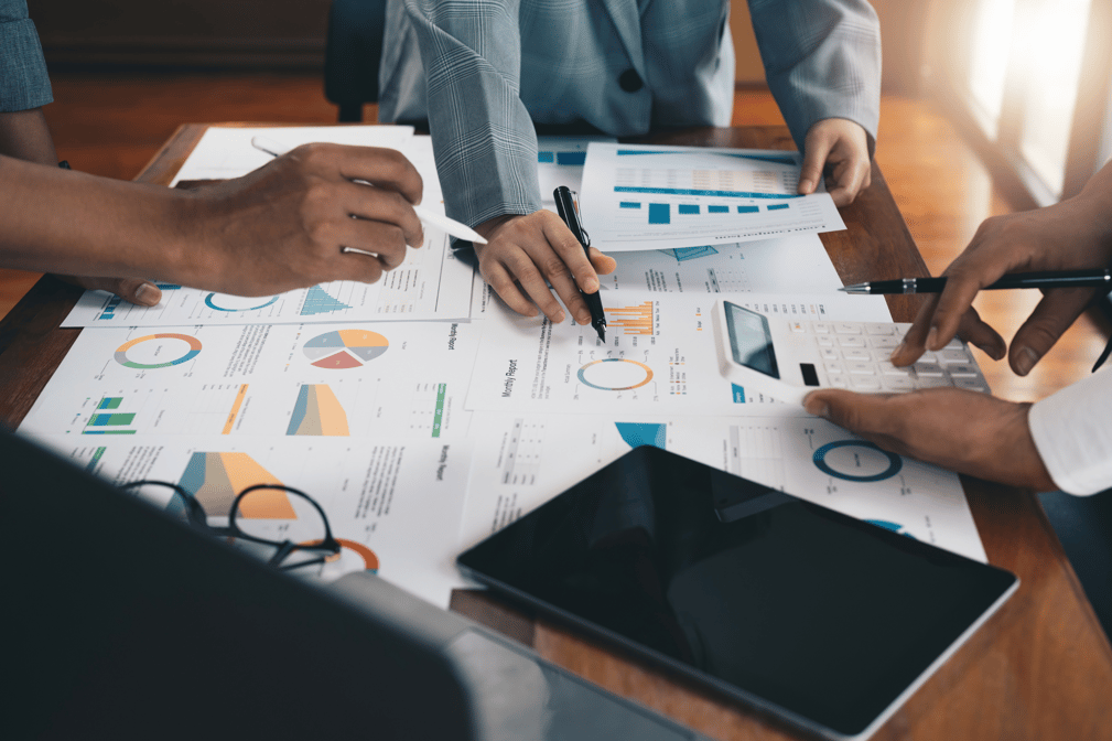 Marketers analyzing different sets of data