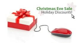Website design for the holidays: don't let visitors get away! Attract them back with an offer before they leave. Picture shows a computer mouse connected to a gift.
