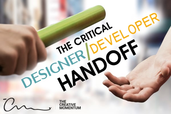 For the best web design and ui/ux, web designers and developers need to work closely together. A relay baton is handed off.