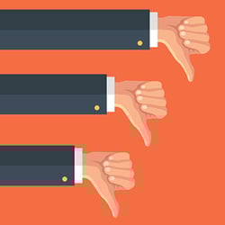 Drawbacks of having your own mobile app. [graphic] Three arms from left of frame, give thumbs-up sign.