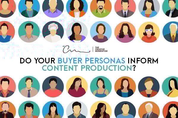 Buyer personas are essential considerations when producing content. Rows and columns of avatars graphics.