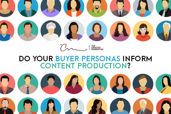 Buyer personas are essential considerations when producing content. Rows and columns of avatars graphics.