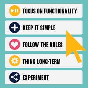 Website micro interactions tips - focus on functionality, keep it simple, follow the rules, think long-term and experiment.