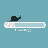 VR is data-intense, so expect much slower load times at today's internet speeds. A slug on top of a progress bar - loading...