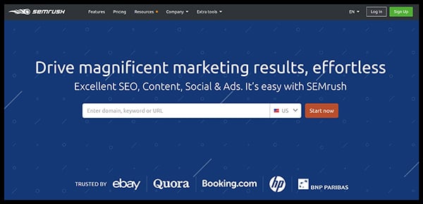 SEMrush is a great tool for general keyword research - SEMrush homepage