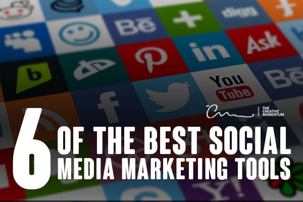 Read what 6 of the best social media marketing tools are here. Grid of social media logos.