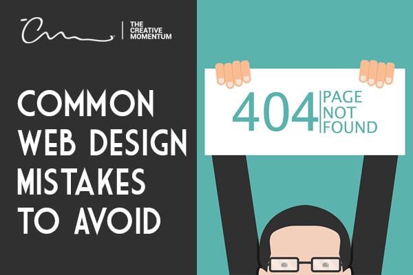 Common web design mistakes - man holding 404 page not found sign