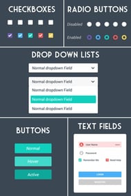 Website UI Design Elements - Input controls such as dropdown lists, checkboxes, radio buttons collect information from users