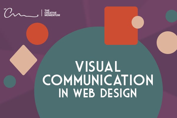 Communicate through visual web design. Differently colored and sized shapes.