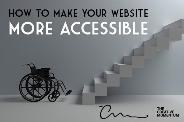 website ada compliance - how to make your website more accessible - a wheelchair sits at the bottom of stairs