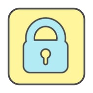 Web Design for the Internet o Things - Icon of a lock on yellow background