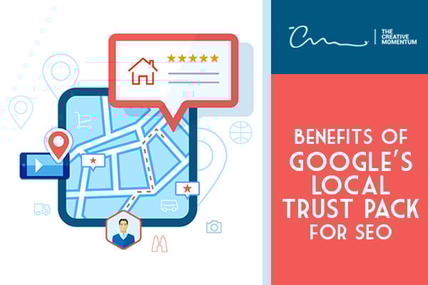 Google Local Trust Pack Benefits for SEO - a local ad shown on a map displays five stars