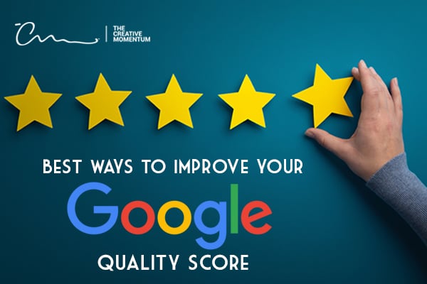 Read here to learn the best ways to improve your Google Quality Score. Person puts five stars on a wall.