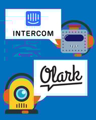Some of the top website chatbots are Intercom Inbox and Olark - chatbot avatars with chat bubbles