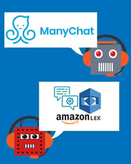 Top chatbots for Facebook Messenger are ManyChat and Amazon Lex - chatbot avatars with chat bubbles