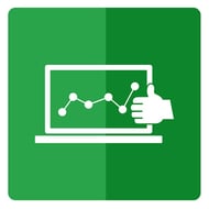 One of the most important PPC KPIs is the Google quality score - a laptop screen depicts a line graph