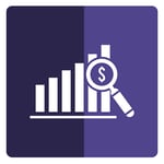 One of the most important PPC KPIs is cost per click (CPC) - a bar graph with a magnifying glass