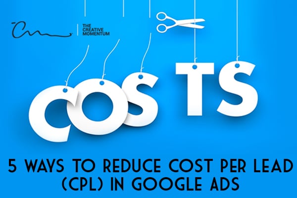 5 ways to reduce cost per lead in Google ads - scissors cut strings that hold the word "costs"