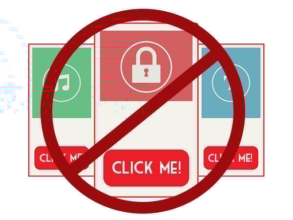 Mobile UX Design Tips - Avoid using pop ups. A crossed out circle over pop up ads.