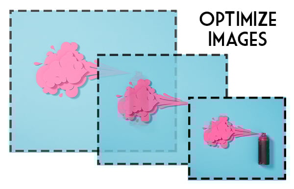 Image optimization improves your website's responsive design - an image in three different sizes
