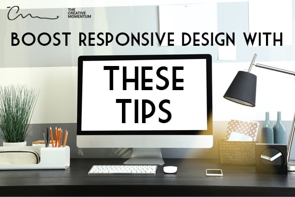 Boost your website responsive design with these tips - iMac monitor sitting on a work desk