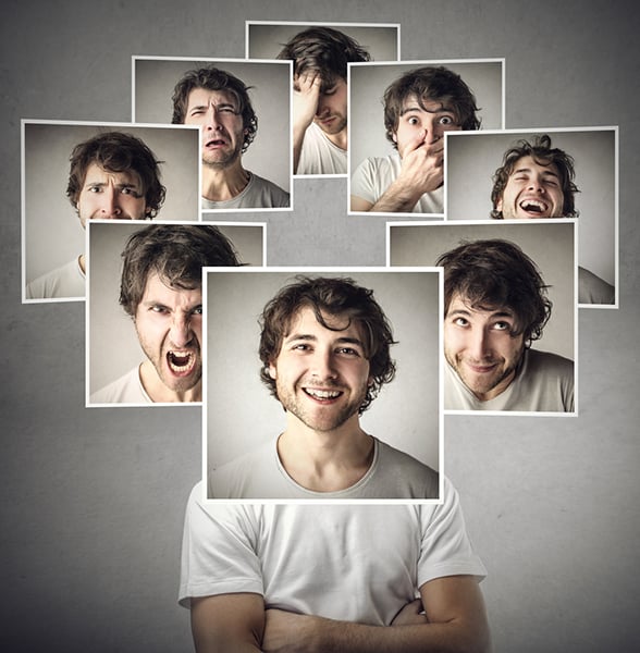 You can use a range of emotions in your PPC campaigns. Head shots of the same man showing different emotions.