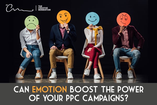 Can Emotion Boost the Power of Your PPC Campaigns? Four people hold paper faces showing various expressions over their faces