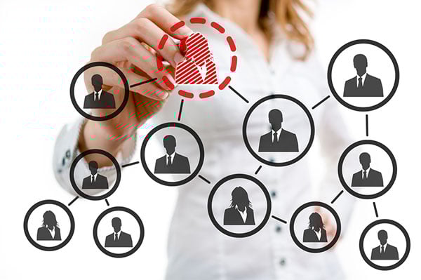 Increasing website conversions by determining who your audience is woman choosing an avatar silhouette on a clear whiteboard