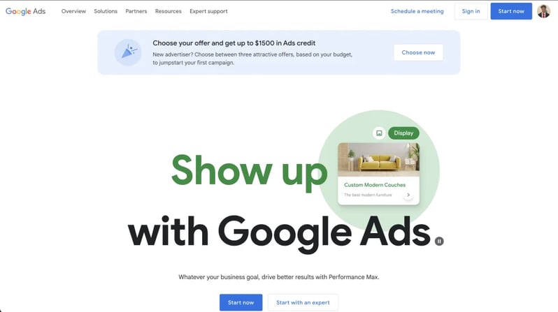 google ads page