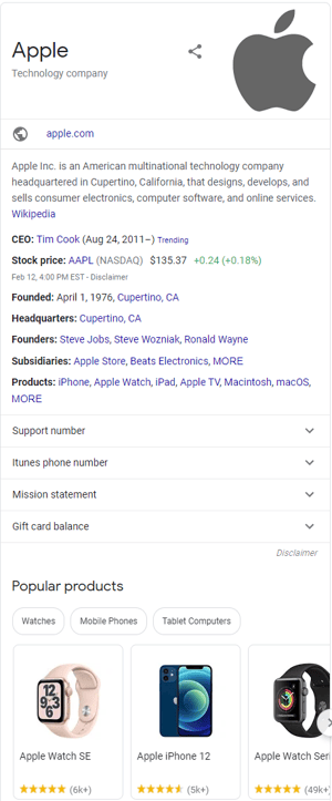 serp organic search apple