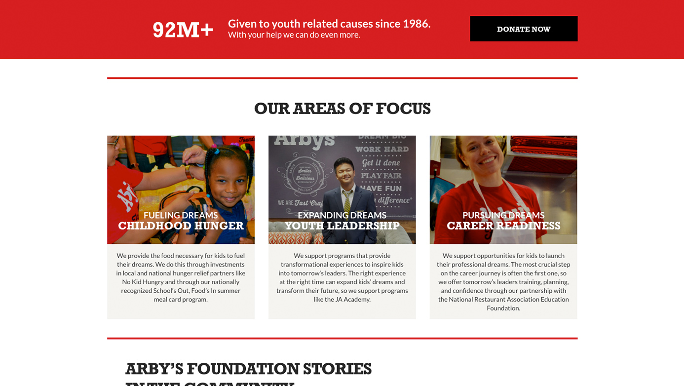 Arby's Foundation | The Creative Momentum - Web Design & Digital Marketing